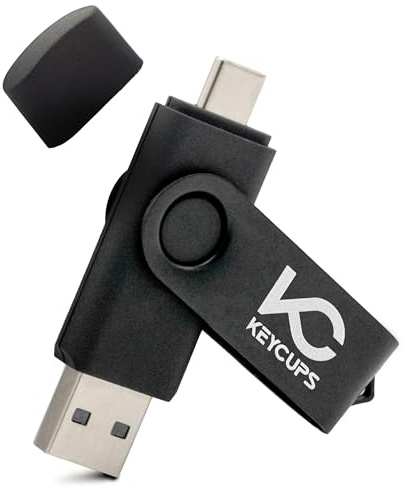 Chiavetta USB 2 in 1 64 GB – Doppio Attacco USB + USB-C per PC Smartphone Tablet – Memoria Flash Compatta con Protezione Rotante