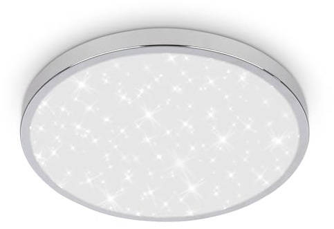 BRILONER - Plafon LED techo baño con luz indirecta, IP44 protección contra salpicaduras de agua, lampara techo, lampara baño techo, plafones para techo led, lamparas techo, 24 x 6 cm, cromo