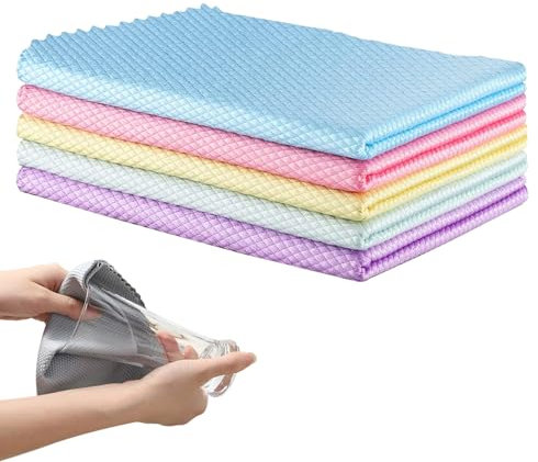 YXBWM Glass Cleaning Cloth 5 Pack,Highly Absorbent Microfibre Cleaning Cloth Cleaning Supplies,Nanoscale Cloth Polishing Cloth, Can Be Used for Cleaning Glass, Mirror, Car Care, Kitchen