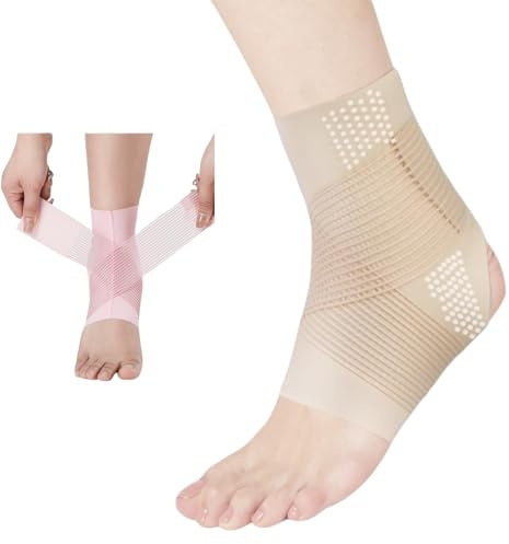 HSTWODE 2 Stück Knöchelbandage | Sprunggelenkbandage | Bandage Fußgelenk für Männer/Frauen |für Schmerzen, Verstauchungen & Sportverletzungen (Hautfarbe, M)