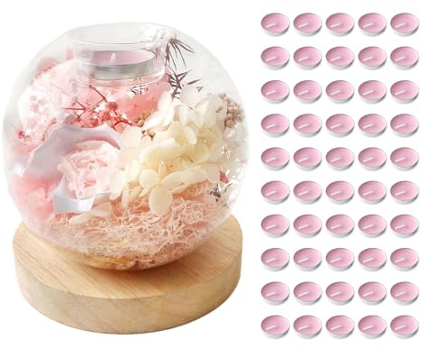 XHYASD Ewige Rose Glasglocke mit 50 Duftkerzen Aromatherapie Set Geschenk