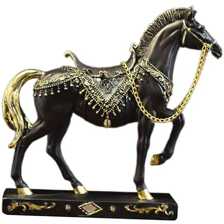 DXEHSEUY Statua a cavallo ornamentale da collezione per la decorazione della casa, ufficio, camera da letto, nero, 19,5 x 5 x 18,5 cm