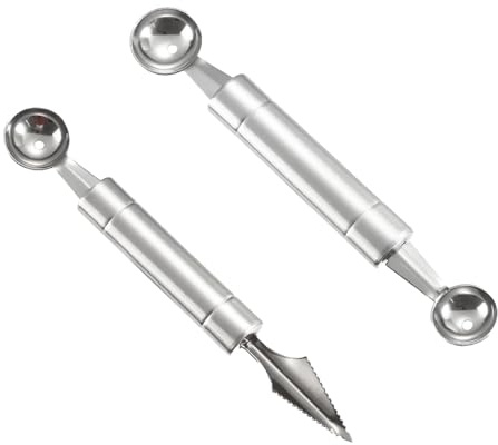 HINAYOSAN Lot de 2 cuillères à melon double taille en acier pour découper les fruits et les plats créatifs