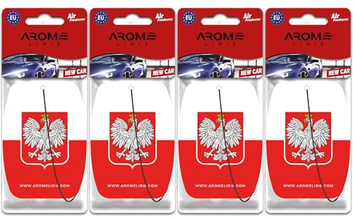 Polen Duftbaum Autoparfüm Flagge Poland Lufterfrischer 4er Pack – New Car, Bubble Gum, Vanille, Kirsche (4x New Ca)