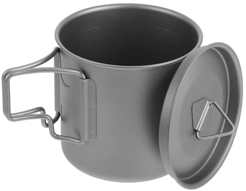 MOTHNUR Taza de Titanio Ligera para Acampada con Asa Plegable y Tapa Vaso Portátil Multifuncional para Senderismo Picnic y Oficina Resistente y Fácil de Transportar