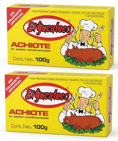 El Yucateco Achiote Paste - Authentic Mexican Seasoning for Cooking - Annatto Seed Paste for Mexican Food, 2 Pack (100g Each) + Cheeroo Magnet