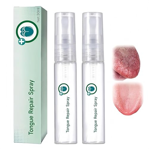 Spray riparatore per la lingua, spray per bocca secca, spray rinfrescante per l'alito, ingredienti naturali, adatto per secchezza, patina bianca e alito cattivo, 30 ml (2Pezzo)