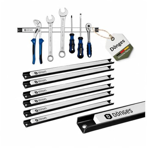 Dönges Magnetleiste 6er Set Weiß - Werkzeughalter Wand | 46cm aus Stahl | 23kg Tragkraft | Magnetischer Werkzeug-Organizer für Werkstatt, Garage, Schuppen | Rostfrei, inkl. Schrauben