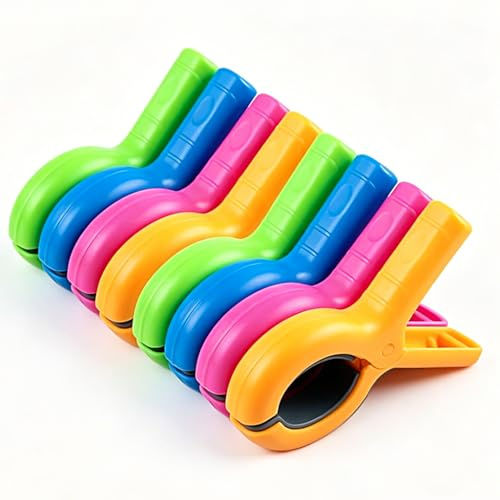 8 Pièces Grosse Pince à Linge Pince Serviette Plage, Pinces à Linge Extérieur Solides Coupe-Vent sans Trace pour Chaises Longues, Couettes, Draps de Bain, Vêtements Épais, Pince Bache Piscine