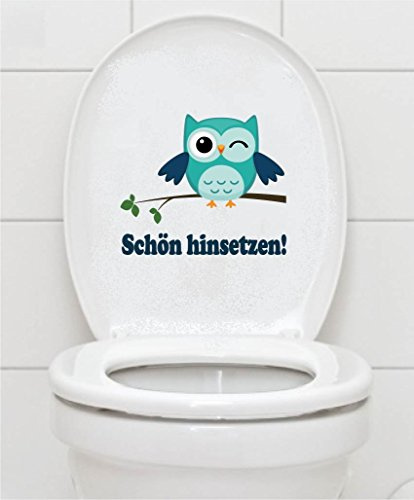 WC Aufkleber - Schön hinsetzen! - Eule Toilettendeckel A075