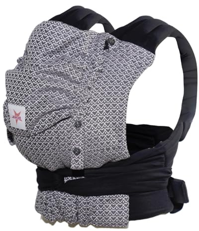KOKADI Babytrage TaiTai Heart2Heart Stone (Babysize) – Ergonomisch, sicher & kuschelweich, handgefertigt aus 100% Bio-Baumwolle – Ab Geburt bis 15 kg, perfekt für größere Eltern und Babys – Grau