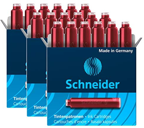 SCHNEIDER - Lote de 3 cajas de 6 cartuchos de tinta roja