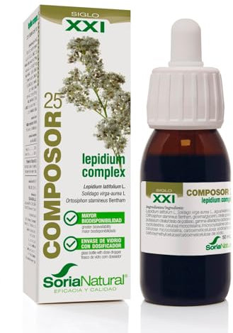 Soria Natural Composor 25 - Rompepiedras, Vara de Oro, Ciclodextrinas - Salud hepática, útil en caso de piedras y cálculos, diurético - Bote de 50ml