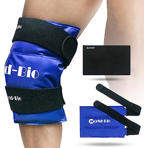 Knie Kühlpads Kühlkissen Gel, Wiederverwendbar Kalt Warm Kompresse mit Klettverschluss für Kniesportverletzungen, Schmerzlinderung, Muskelverstauchungen und mehr -25x 35cm