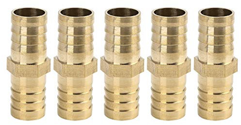 sourcing map Conector De Unión Recta Adaptador De Manguera De Latón De 19mm para Aire Agua Aceite Gas 5Pcs