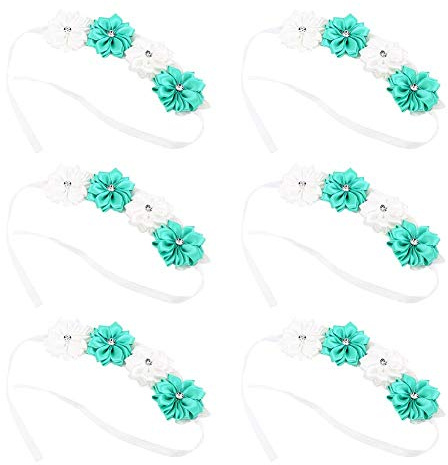 6Pcs Handgelenk Corsage Armband Schöne Braut Brautjungfern Simulation Band Handgelenk Blume Hochzeit Dekoration Zubehör(Hellblau + Weiß)