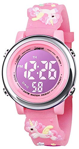 Bigmeda Montre Enfant Numérique Sport 30M Etanche Multifonction Électronique Montres 7 Couleur LED Rétro Eclairage pour 3 Ans à 12 Ans Enfants Fille Garçon (Licorne)
