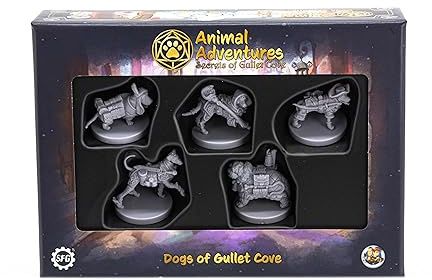 Steamforged Animal Adventures: Secrets of Gullet Cove - Dogs of Gullet Cove, RPG Miniatures for Roleplaying Tabletop Games Ready to Paint or Play, 5e Dungeon Crawl Campaign Compatible