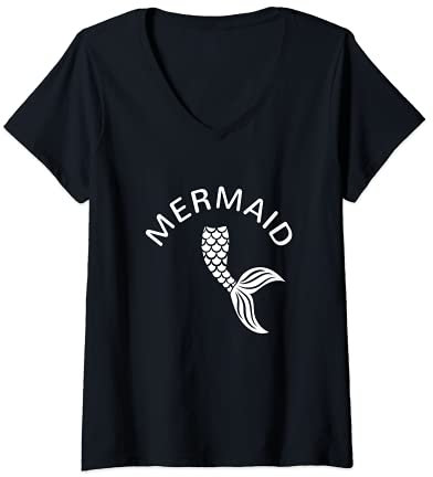 Damen Meerjungfrau Flosse Meerjungfrauenflosse Meerjungfrauen T-Shirt mit V-Ausschnitt