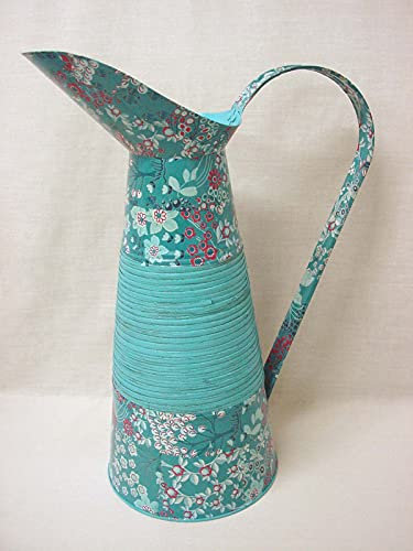 FLORERO JARRA REGADERA GALVANIZADA GRANDE 5 LITROS DECOPAUGE AZUL FLORES