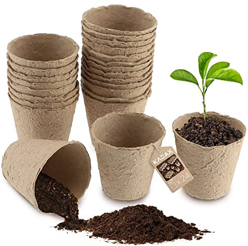 KADAX Macetas de turba, macetas de Cultivo, ∅ 8,5 cm, macetas de Cultivo degradables, Placas de Cultivo de plántulas, Maceta biológica (24, Redondas)