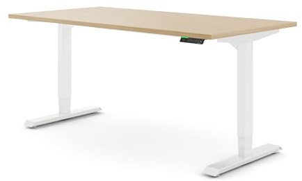 Ergotopia Desktopia Pro X Elektrisch höhenverstellbarer Schreibtisch, Ergonomischer Stehtisch für Büro oder Home Office (Ahorn, Gestell Weiß, 160 x 80 cm)