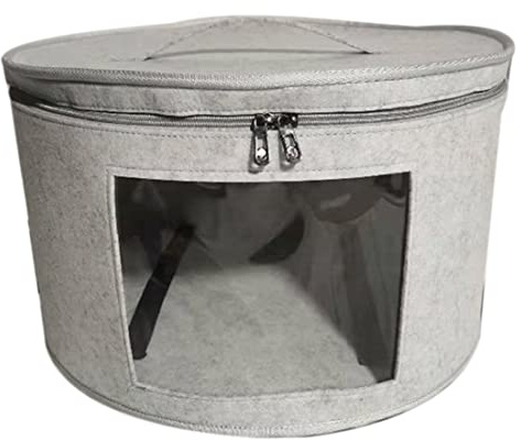 Whisverse Boîte de rangement pour chapeaux de voyage ronde pliable avec couvercle