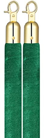 YXXSDP absperrkordel handlaufseil absperrung Zwei Samtene Seile, Mehrfarbige Crowd Control Strut Seile Mit Selbstsichernden Schnallen, Luxuriös Und Elegant. (Color : Green, Size : 1.5m)