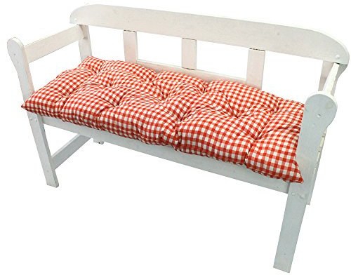 NYVI Bankauflage Ibiza 110x45 cm Rot Kariert 2er Set - Polsterauflage für Gartenbänke Gemütlich & Langlebig - Sitzauflagen für Bänke Outdoor & Indoor - Sitzkissen Auflage Bank Sitzbank