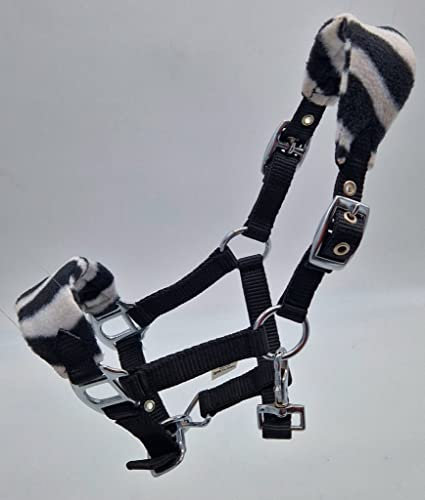 Tysons Breeches Halfter Fleece umrandet Minishetty Mini Shetty Fohlen Minipony Fohlen Fohlenhalfter Zebra Nylonhalfter + Fleece weich Minishetty