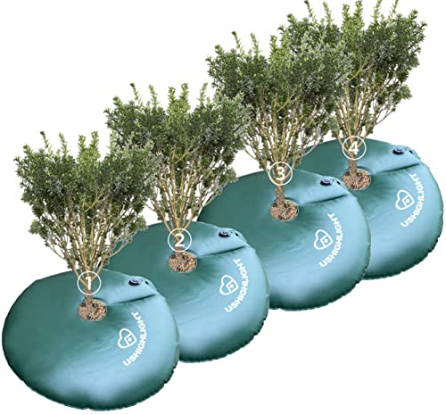 4-Pack Tree Watering Ring, Tree Watering Bags Slow Release 20 Gallon, Tree Bags for Watering for Slow Drip 6 to 9 Hours, Low-Profile Watering Bags for New Trees, Multi-Trunk Trees and Shrubs