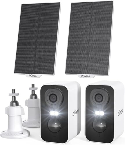 ieGeek 2K/3MP Solar Überwachungskamera Außen mit Akku, 2,4GHz WLAN Kabellos | Einfache Installation, 5200mAh Aussenkamera Wlan Kabellos mit Farbige Nachtsicht, PIR-Bewegungserkennung, IP65, 2-Wege Audio