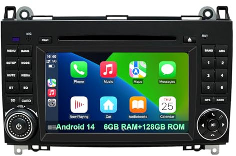 NVGOTEV Android 14 Autoradio für Mercedes-Benz A Klasse W169/ B Klasse W245/ Viano & Vito W639/ Sprinter W906 mit Octa Core 6+128GB Eingebaut 4G LTE Car Play Android Auto DAB SWC Bluetooth GPS Navi