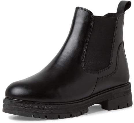 MARCO TOZZI Damen Chelsea Boots aus Leder mit Plateau, Schwarz (Black), 36 EU