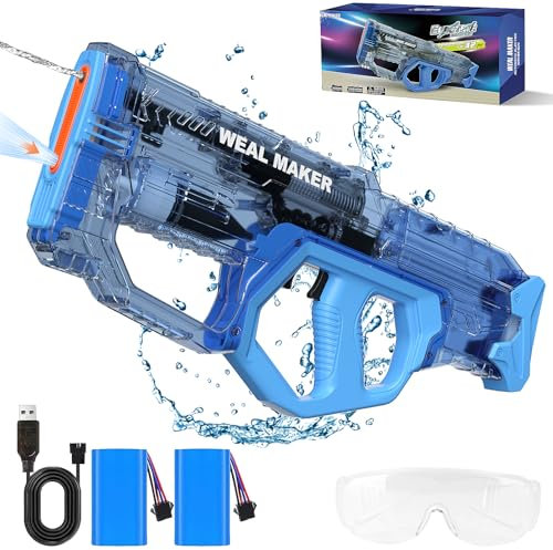 Pistola ad Acqua Elettrica Potente, IP67 Impermeabile Per Adulti/Bambini, Pistole ad Acqua E Fucili Automatici, Portata 8-10 M, Pistole ad Acqua per Spiaggia, Piscina, Giardino, Festa Estiva(Blu)