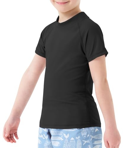 MEETWEE Jungen Schwimm Kurzarm/Langarm Shirt Kinder Schwimm UV Tshirt Kinder Badeshirt RashWeste Surfen Tshirt Schnelltrocknend Strand Shirt Wassersport Top