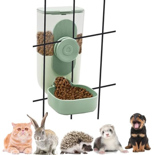 Distributeur de nourriture pour lapin de 1 L, bol automatique à suspendre pour cage, station d'alimentation pour petit chien, chat, chaton, lapin, cochon d'Inde, furet, capacité de 1 L (mangeoire)
