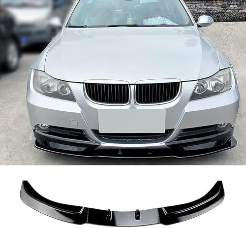 MSMDG Auto Frontspoiler Lippe für BMW 3 Series E90 E91 320i 325i 2005-2008 Kratzfest Kollisionssicher Lippenspoiler Frontstoßstangenlippe,A/Black