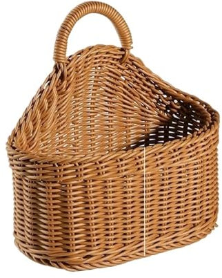 Fruteros De Cocina Cesta de almacenamiento de cocina Cesta colgante de ajo tejida a mano Cesta de pared for colgar artículos diversos de frutas con asa Organizador Decoración del hogar(19x10x17cm)