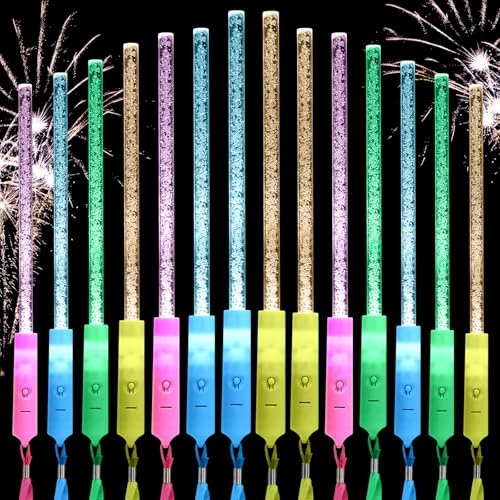 Ainiv 14PCS Palos Luminosos Fiestas, 3 Modos de Iluminación | Barras Luminosas Fluorescents, Varillas LED para Fiestas con Cordó, Varitas Luminosas Intermitentes para Halloween