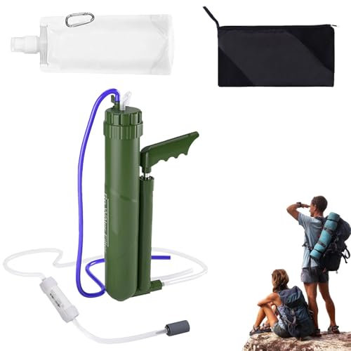 Filtre à eau de camping, filtre à eau pour randonnée - Filtre à eau de randonnée à pompe manuelle 0,0001 micron,Haute précision, grands débits de purification d'eau, équipement de survie pour la rando