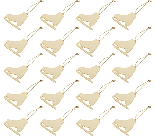 DIYEAH 20 Sets Unvollendete Holzschlittschuhe In Form Von Ornamenten Weihnachtsdekorationen Aus Holz Leere Hölzerne Schlittschuhe Schuhausschnitte Bastelarbeiten Für Diy-Basteln