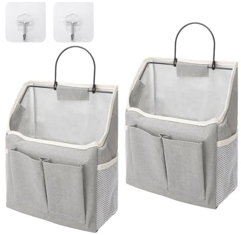 DAKLUNAR 2 Stücke Hängende Aufbewahrung Organisatoren, Hängetasche Tür Organizer, Wasserfeste Wandorganizer Hängender Körbe, Faltbarer Hängetasche mit Taschen für Badezimmer Küche Büro, Wohnmobil