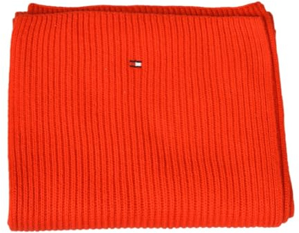 Tommy Hilfiger weicher gerippter Schal aus Baumwolle und Kaschmir mit gesticktem Logo, Artikel XM0XM03107 cm. 200 x 26 (ungefähr)