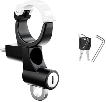 MOIDHSAG Candado universal para casco de moto, antirrobo, de metal, 20 mm - 38 mm, color negro, con 2 llaves