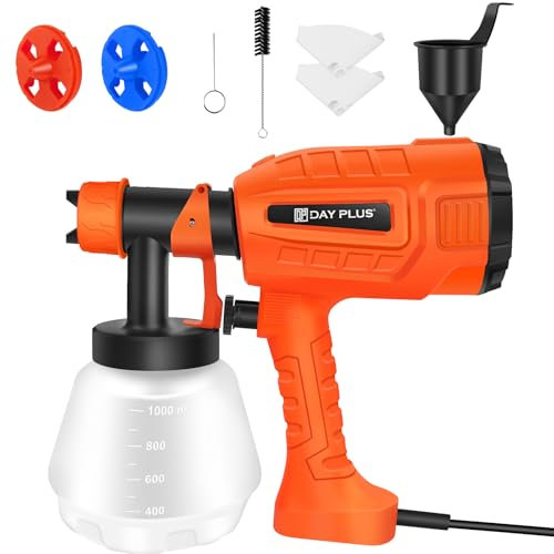 400W Farbsprühsystem Elektrisches Farbspritzpistole 800 ml/min Max. für Lacke, Wandfarbe im Innen Außenbereichmit, HVLP-Farbpistole mit 1000 ml Behälter, 3 Sprühmuster