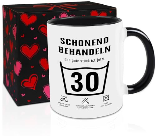 TUZELIYA Personalisierte Tasse mit Spruch Schonend behandeln Das gute Stück ist jetzt 30 - Kaffeetasse, Geschenke zum 30 Geburtstag Mann Frau, 30. Geburtstag Geschenkverpackung