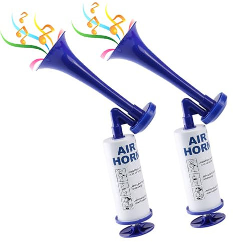 Blleshelfl Air Horn, Air Horn Druckluft Set, 2 Stück Tröten Fußball Drucklufthorn, Druckluftfanfare für Fußballspiele und Karneval, Rot und Blau