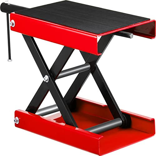 Support de montage for élévateur de moto 500 kg rouge, 360 x 220 mm, cric à ciseaux manuel for moto, support de montage for moto 1100 lb, élévateur de moto en acier pliable avec accessoires(Red)
