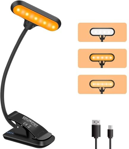 OUSFOT Luce per Lettura Libri a Letto, 9 LED Luce da lettura per libro 3 Luminosità Lampada da Lettura Ricarica USB Rotazione di 360°Applicabile Letto,E-reader,Tablet,Studio,Libri,Viaggio